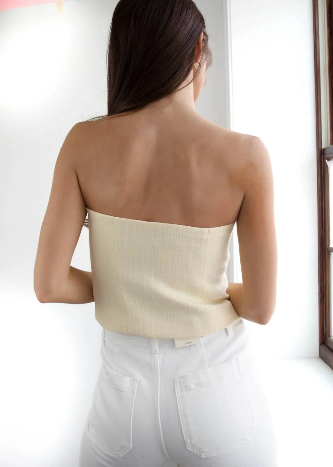 2.7 August Apparel - Tweed Strapless Top