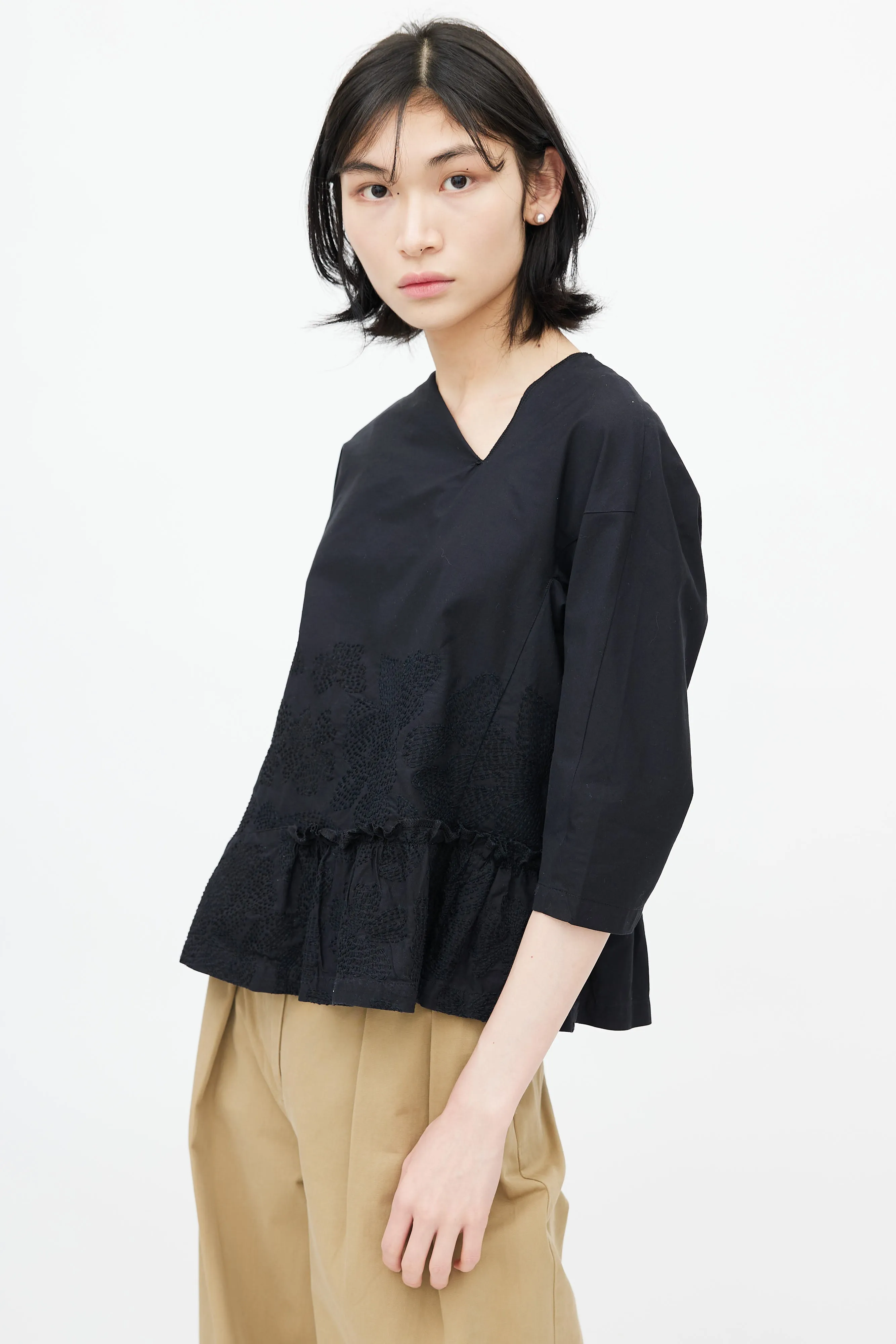 Black Embroidered Blouse