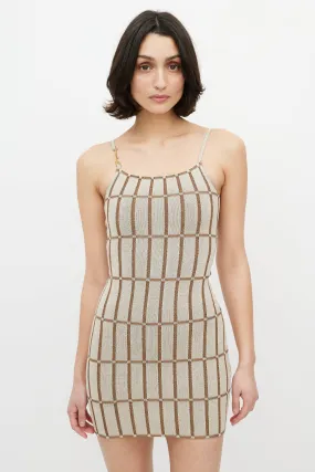 Brown & Gold Logo La Robe Maille Malha Dress