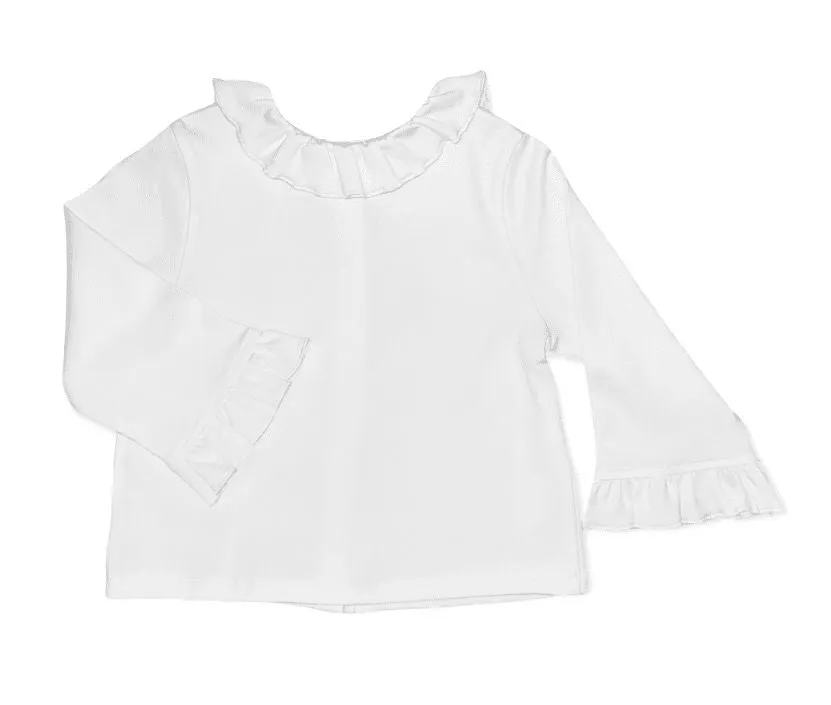 Brown Bowen & Co. Girls Cooper River Ruffle Blouse - Wentworth White