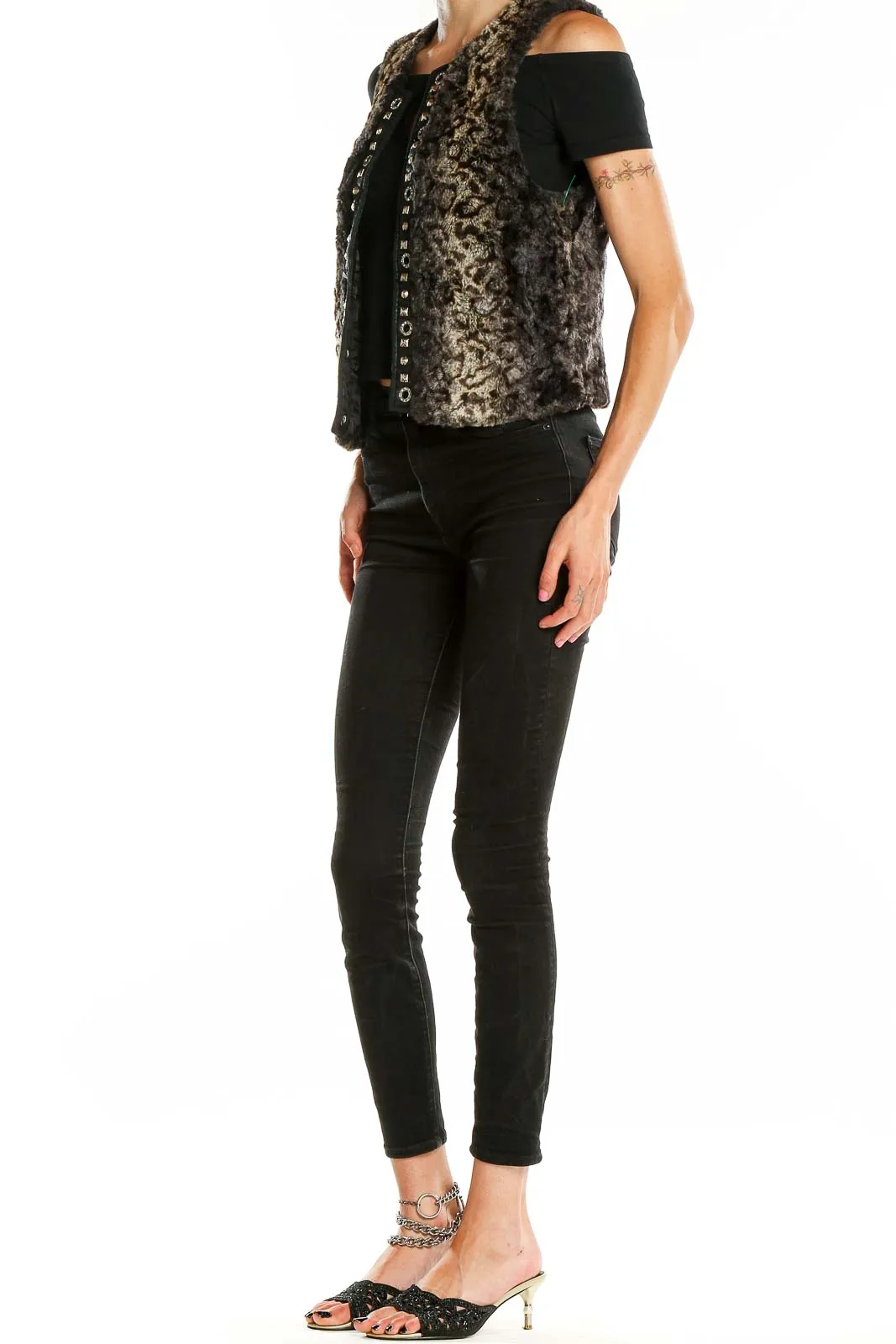 Brown Leopard Print Faux Fur Vest