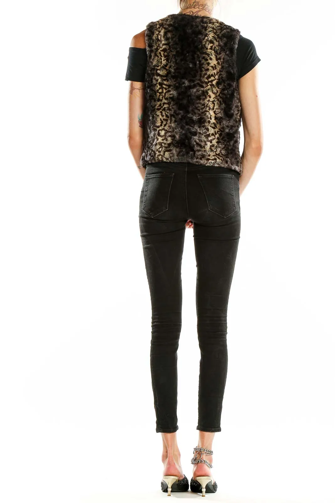 Brown Leopard Print Faux Fur Vest