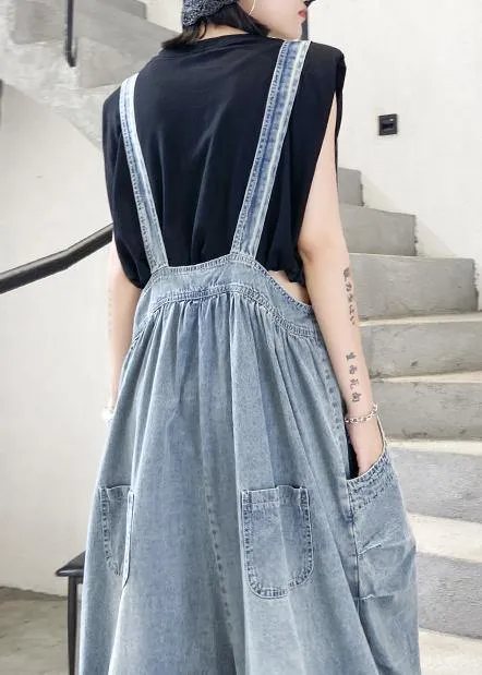 Denim blue overalls new summer thin casual one-piece pants