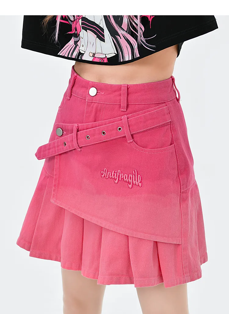Dopamine Outfit Style Pink Gradient High Waist Skirt