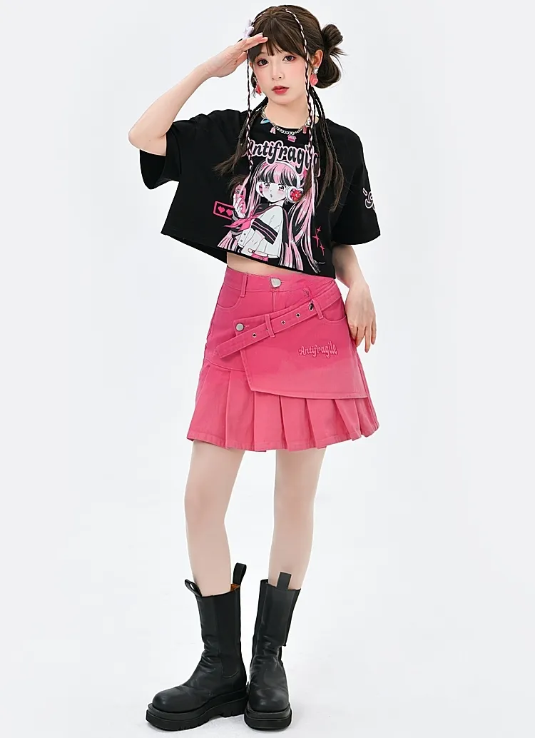 Dopamine Outfit Style Pink Gradient High Waist Skirt