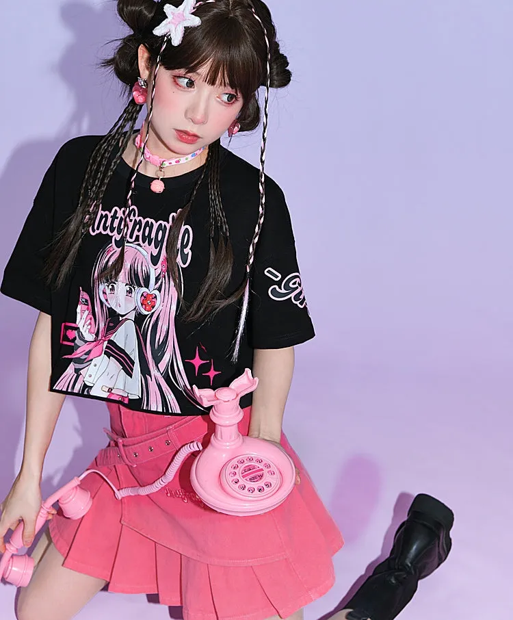 Dopamine Outfit Style Pink Gradient High Waist Skirt