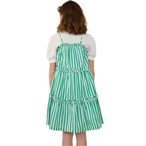 Girls Hayden Ruffle Trimmed Poplin Stripe Dress GY7999