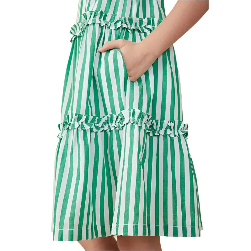 Girls Hayden Ruffle Trimmed Poplin Stripe Dress GY7999