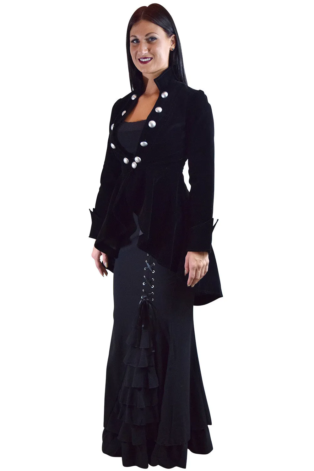 Gothic Victorian Steampunk Renaissance Military Style Asymmetry Velvet Jacket