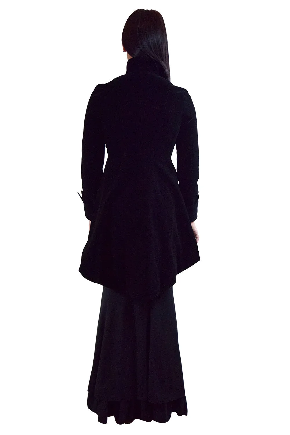 Gothic Victorian Steampunk Renaissance Military Style Asymmetry Velvet Jacket