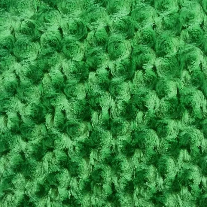 Green Rich Rose Rosette Floral Minky Fabric | Super Soft Fabric