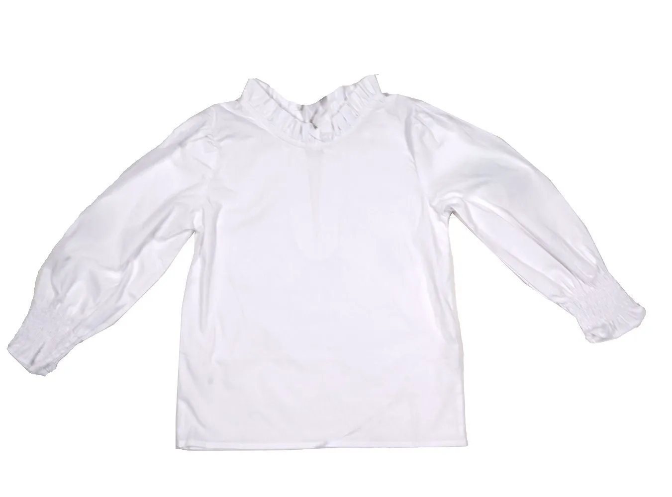 LuLu BeBe Girls White Lyn Ruffle Collar Tie Back Blouse - Long Sleeves