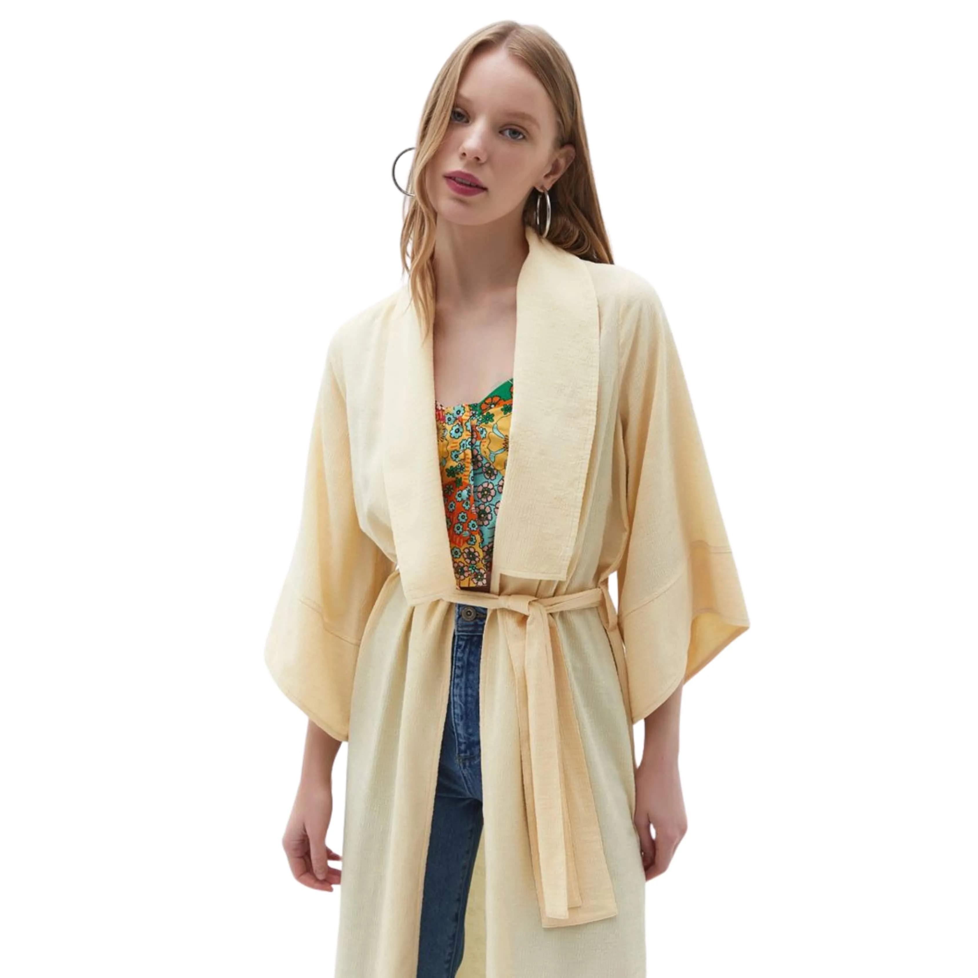 OXXO - Waist-Tie Kimono cardigan