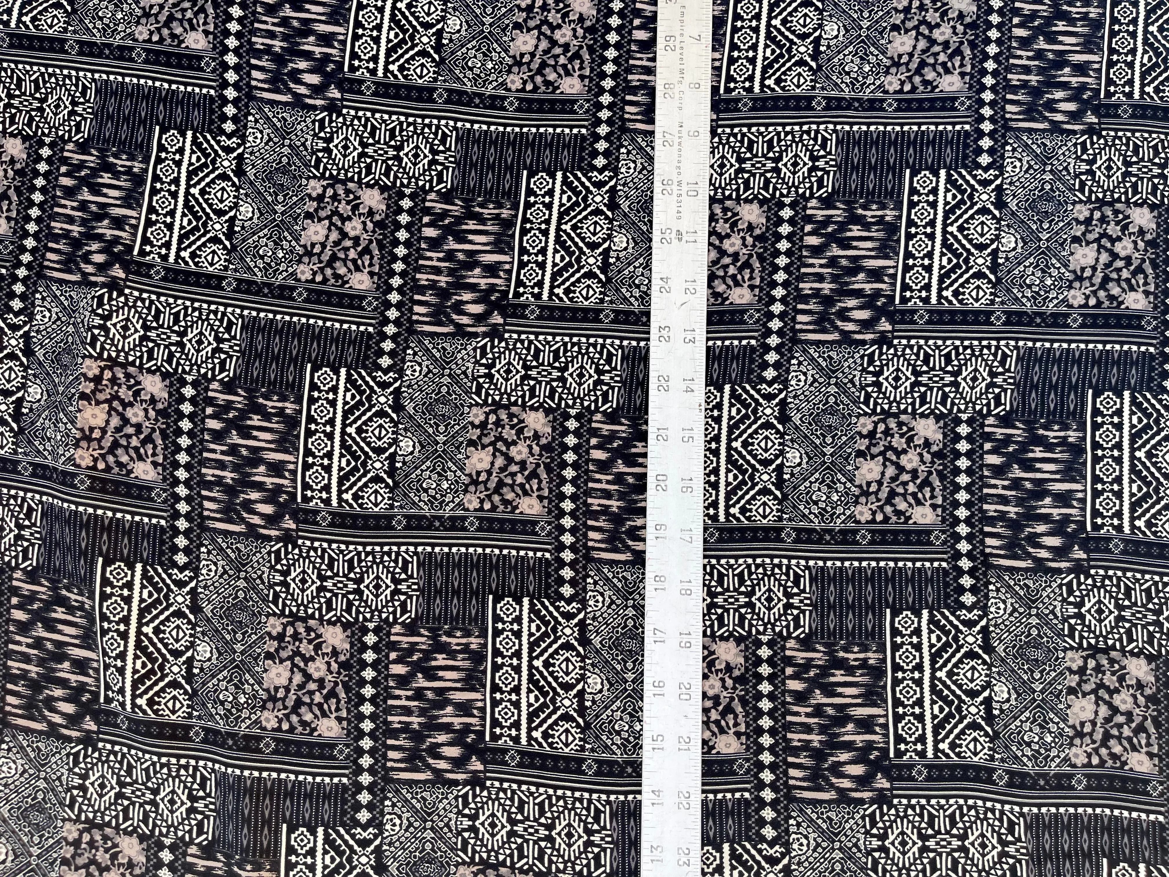 Tribal Boho Woolpeach  fabric by the yard - Black white tribal boho pattern