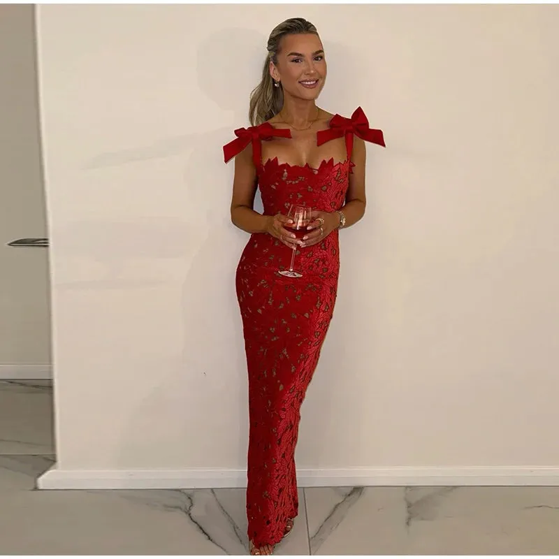 UAKISS  -  Sexy Mermaid Party Dress Women Hollow Out Halter Backless Split Slim Hip Package Evening Dresses Female 2024 Christmas Lady Robe