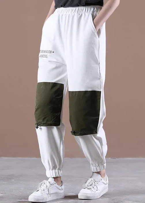 Unique White Harem Pockets Pants Trousers Summer Cotton