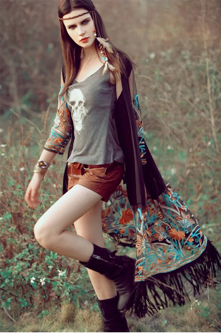 VenusFox Bohemian Style Kimono Cardigan Casual Fashion Boho Hippie