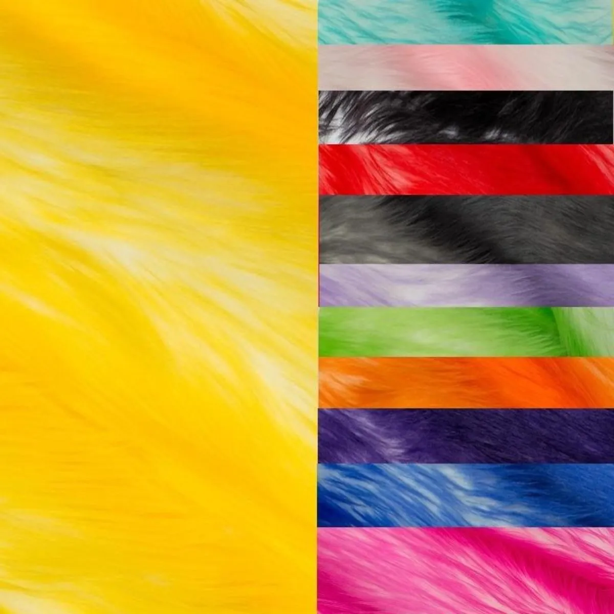 Yellow | White Snow Luxury Faux Fur Shag Fabric